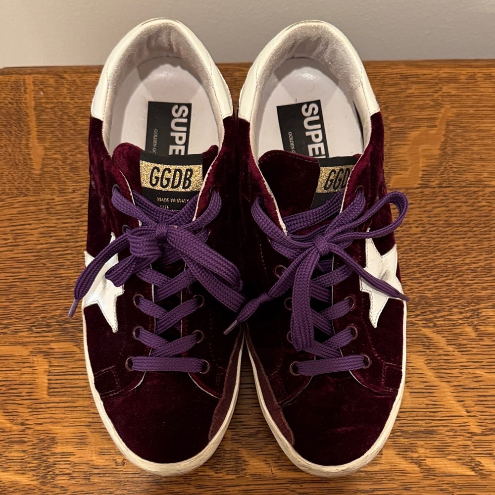 Golden Goose Burgundy and White Sneakers - Picture 2 of 6
